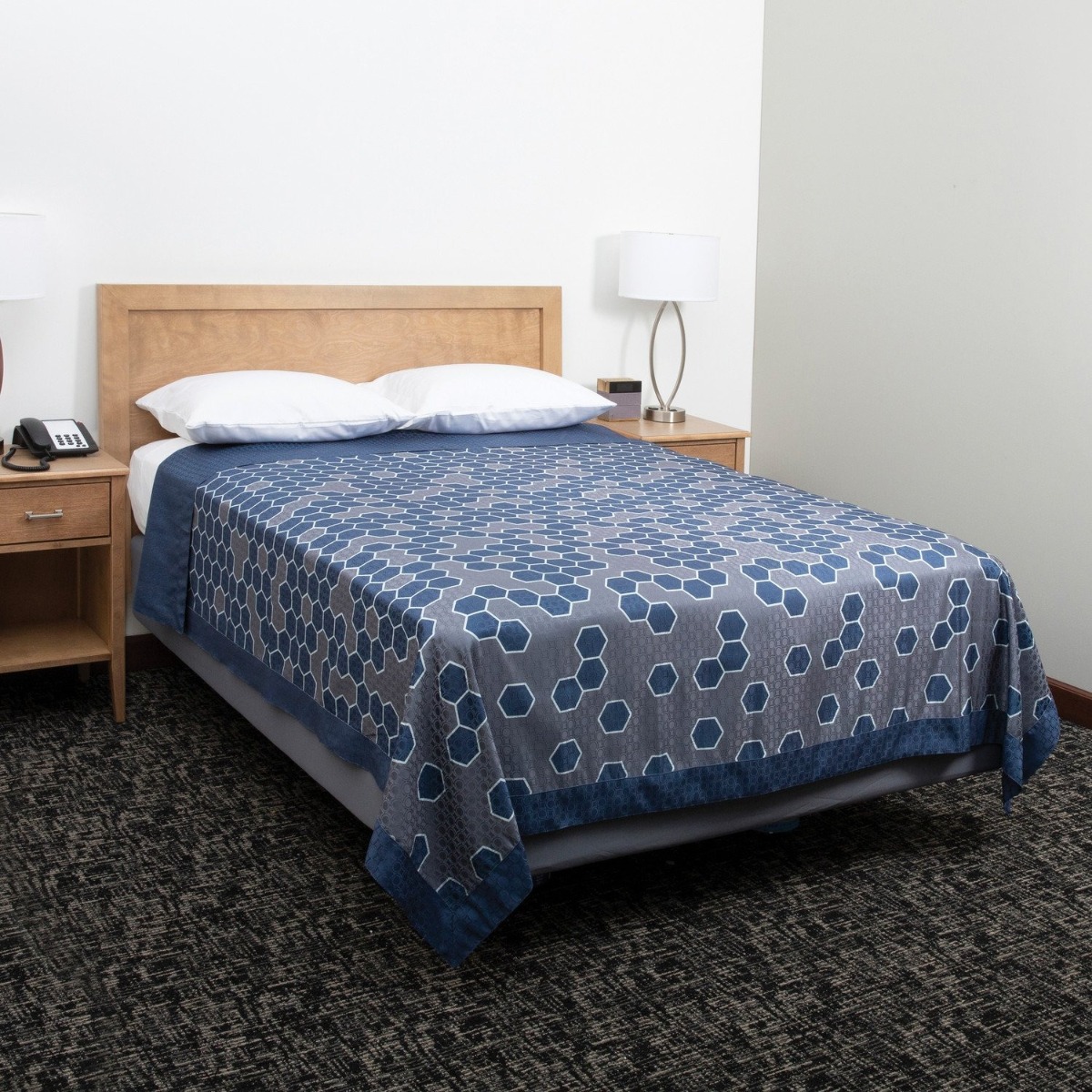 Honeycomb Reversible Coverlets, Navy