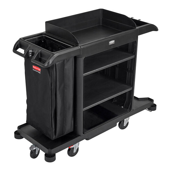 Rubbermaid Plastic Housekeeping Cart, Black