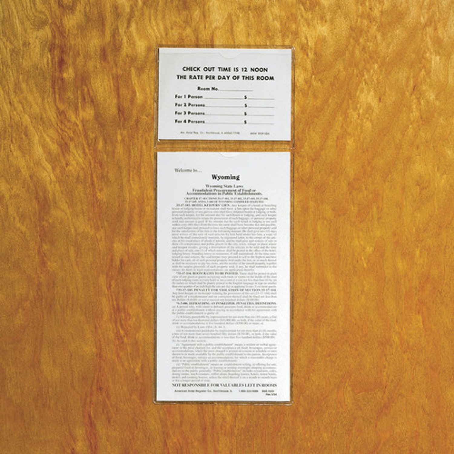Law/Rate Card Holder for Guest Room, 2 Pocket, 4" W x 7.5" H