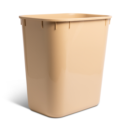 Wastebasket, Rectangle, Beige, 14 QT, 12/CS