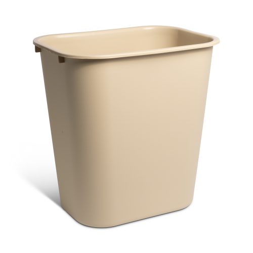 Wastebasket, Rectangle, Beige, 28 QT, 10/CS
