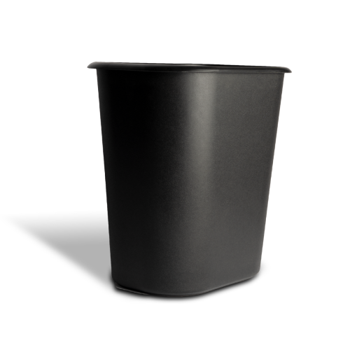 Wastebasket, Rectangle, Black, 14 QT, 12/CS