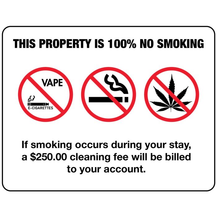 No Smoking Sign, No Vape/Marijuana/Cigarettes, 3x4", 50/CS