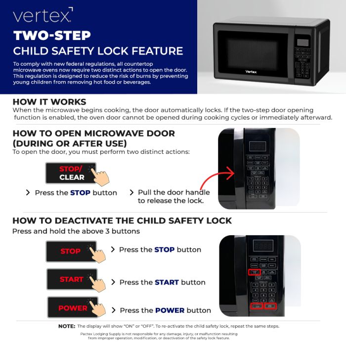 Vertex, Microwave, 0.7 Cuft, Digital, Black, With Child lock