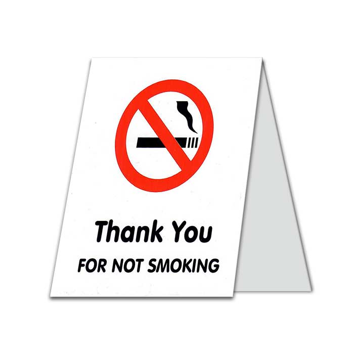 "Thank You For Not Smoking" Sign, Tent/A Shape, Plastic