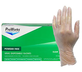 Disposable Vinyl Gloves, Large, Powder-Free, 100/BX